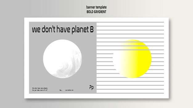 惑星と科学と大胆なグラデーションの水平バナーテンプレート