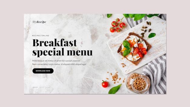 Free PSD horizontal banner template for breakfast food