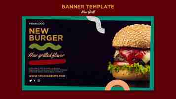 Free PSD horizontal banner template for burger restaurant