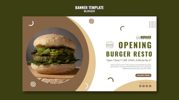 horizontal banner template for burger restaurant