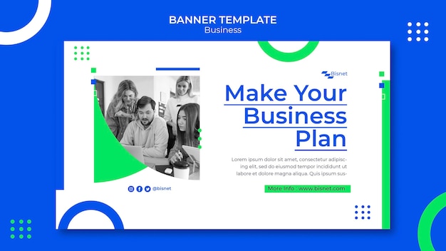 Horizontal banner template for business solution with monochrome photo