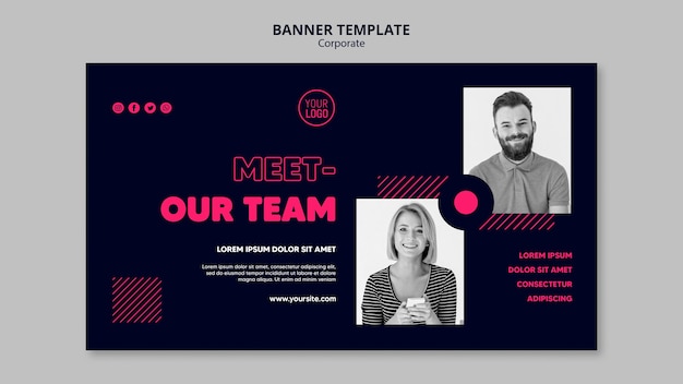 Free PSD horizontal banner template for business team