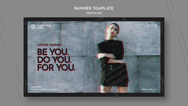 Free PSD horizontal banner template for capture yourself theme
