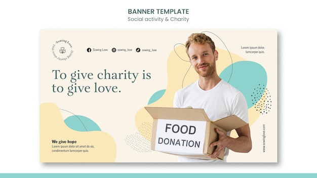 Free PSD horizontal banner template for charity and donation
