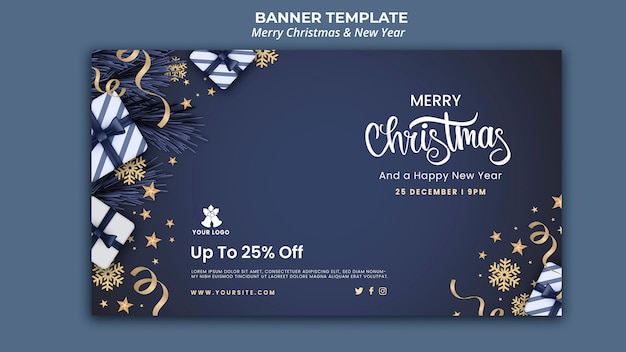 Horizontal banner template for christmas and new year