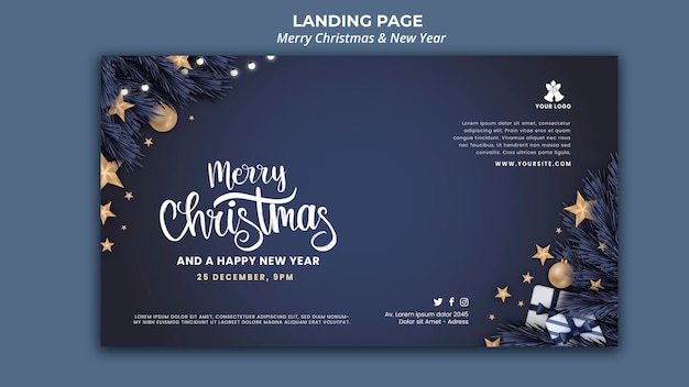 Horizontal banner template for christmas and new year