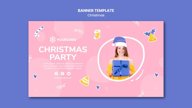 Free PSD horizontal banner template for christmas party