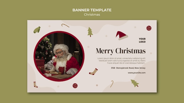 Horizontal banner template for christmas shopping sale