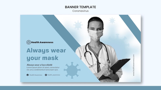 Free PSD horizontal banner template for coronavirus pandemic