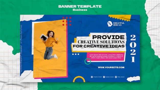 PSD gratuito modello di banner orizzontale per soluzioni aziendali creative