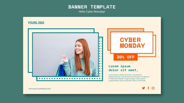 Horizontal banner template for cyber monday clearance