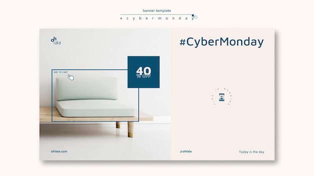 Horizontal banner template for cyber monday shopping
