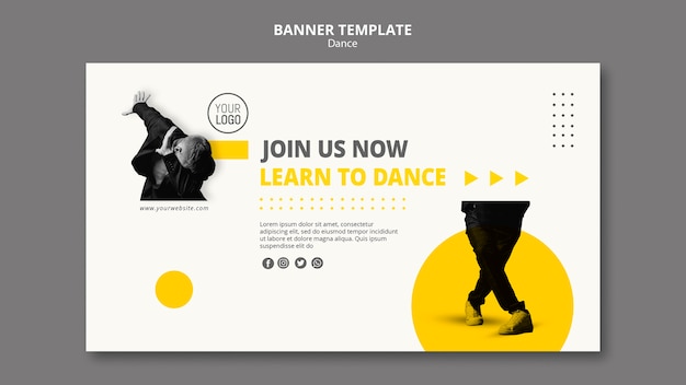 Free PSD horizontal banner template for dance lessons