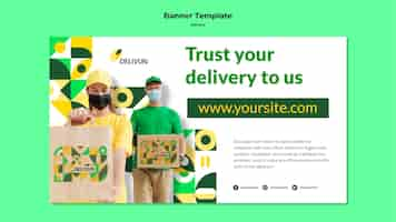 Free PSD horizontal banner template for delivery company