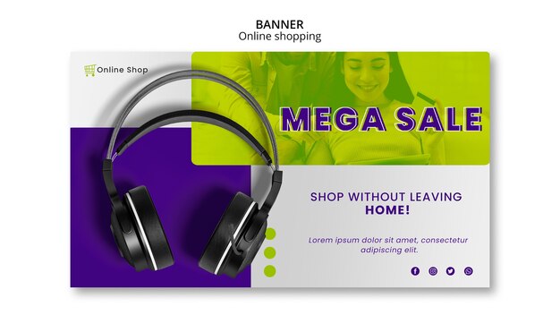 Horizontal banner template devices online shop mega sale