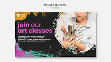 Free PSD horizontal banner template for drawing and painting artists