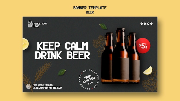 PSD gratuito modello di banner orizzontale per bere birra