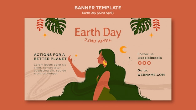 Horizontal banner template for earth day