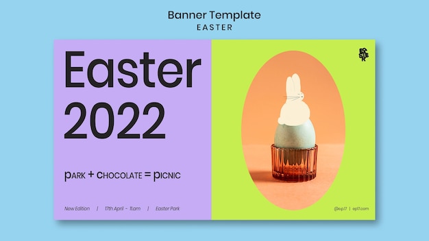 Horizontal banner template for easter celebration