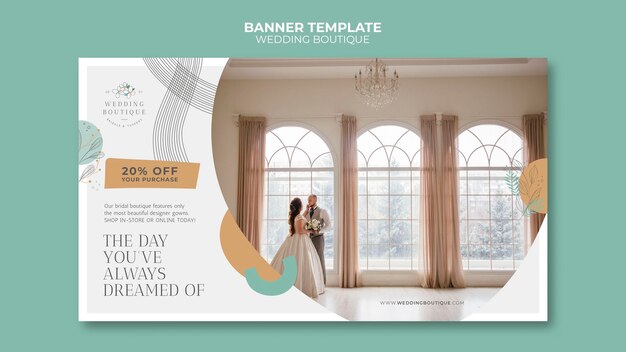 Horizontal banner template for elegant wedding boutique