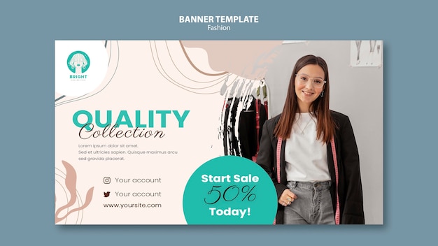 PSD gratuito modello di banner orizzontale per la collezione di moda