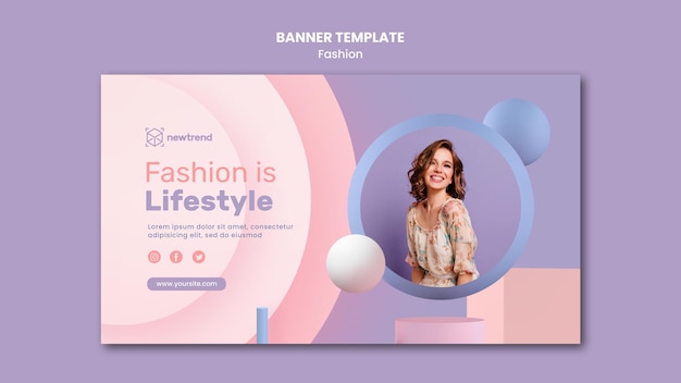 Modello di banner orizzontale per negozio al dettaglio di moda