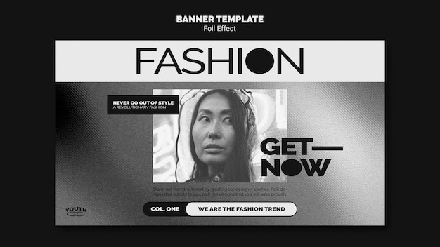 Free PSD horizontal banner template for fashion with foil effect