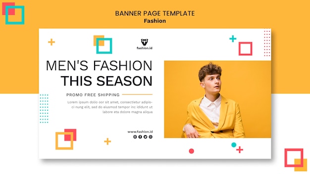 Free PSD horizontal banner template for fashion with male model