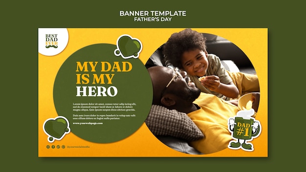 Free PSD horizontal banner template for father's day celebration