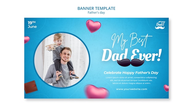 Free PSD horizontal banner template for father's day celebration