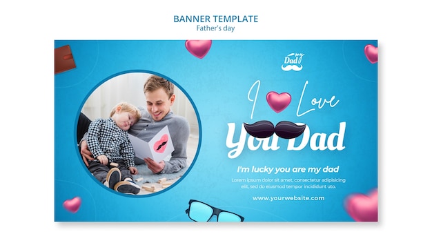 Free PSD horizontal banner template for father's day celebration