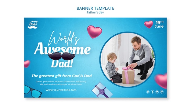 Modello di banner orizzontale per la festa del papà