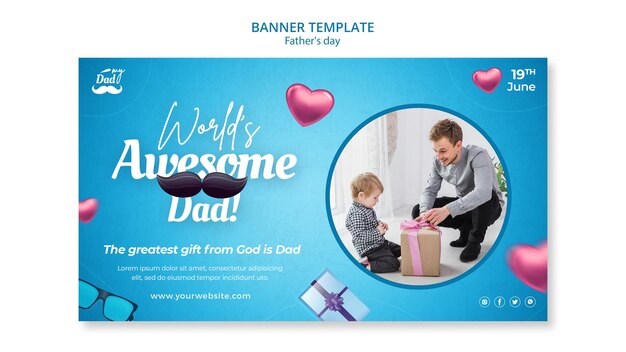 Horizontal banner template for father's day celebration