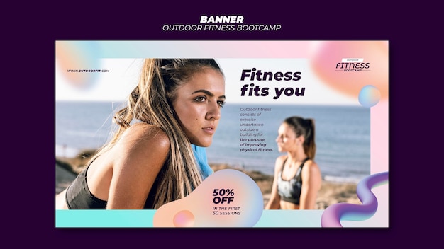 Free PSD horizontal banner template for fitness outdoors