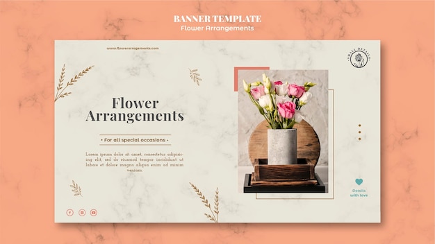 Horizontal banner template for floral arrangements shop