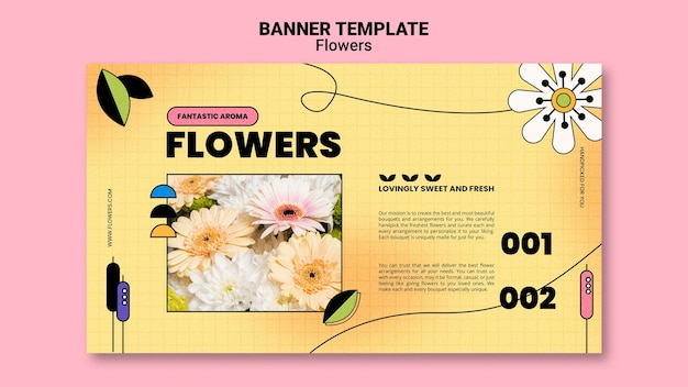 Free PSD horizontal banner template for flower shop