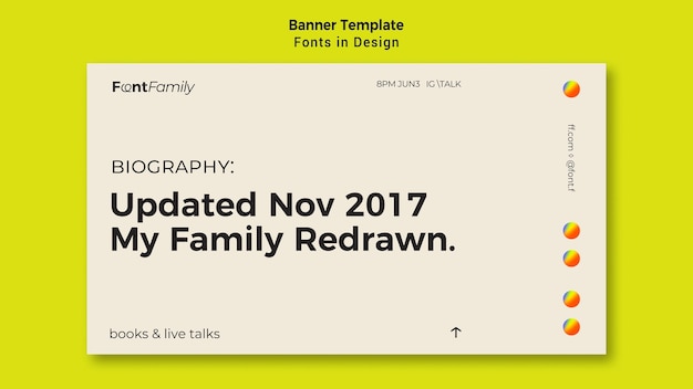 Horizontal banner template for fonts and design