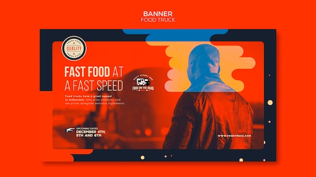 Free PSD Horizontal Banner Template for Food Truck Business – Download Now!