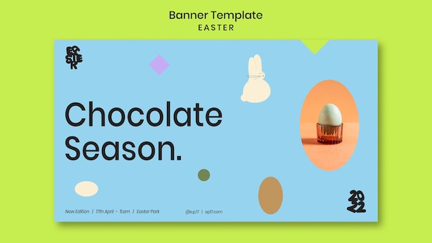 無料PSD イースターのお祝いのための水平バナーテンプレート