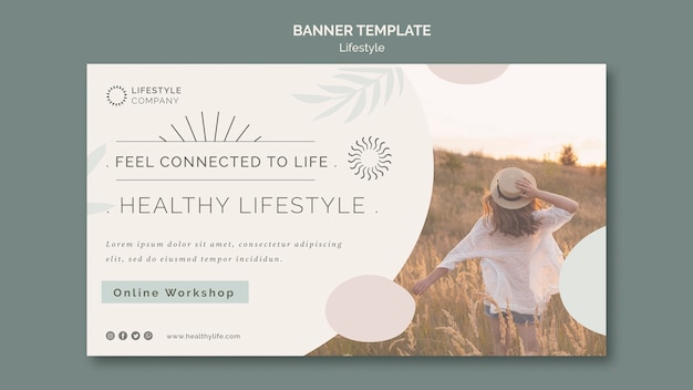 無料PSD 健康的なライフスタイル会社のための水平バナーテンプレート