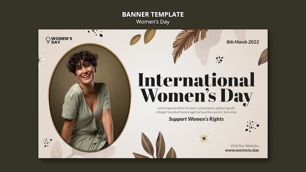 Шаблон горизонтального баннера к международному женскому дню