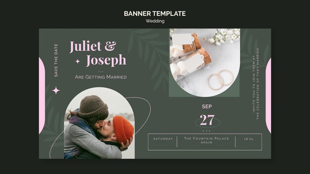 無料PSD 結婚式のための水平バナーテンプレート