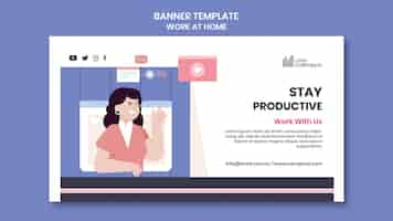 無料PSD 在宅勤務用の水平バナーテンプレート