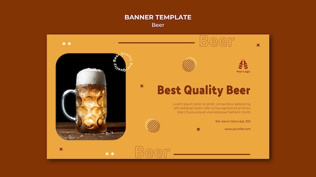 Free PSD horizontal banner template for fresh beer