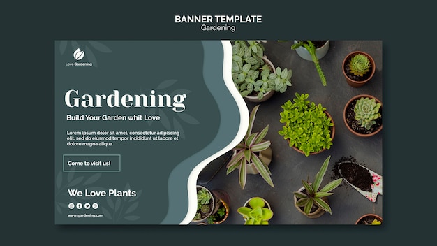 Horizontal banner template for gardening