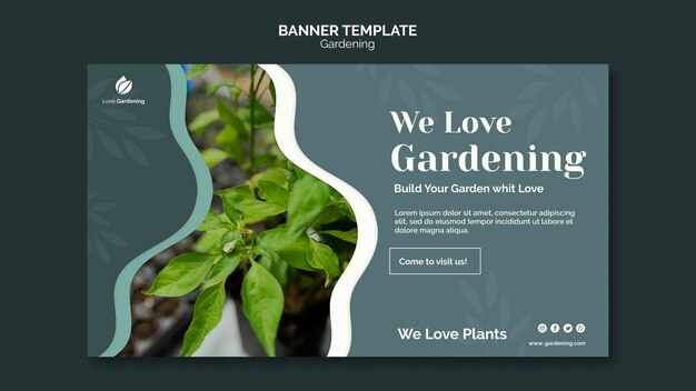 Horizontal banner template for gardening