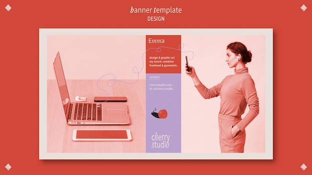 Modello di banner orizzontale per graphic designer