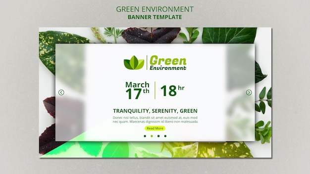 Modello di banner orizzontale per ambiente verde