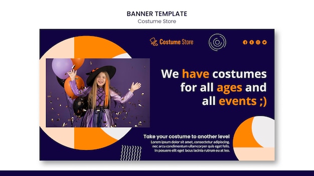 Шаблон горизонтального баннера для костюмов на хэллоуин