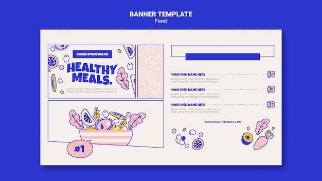 Free PSD horizontal banner template for healthy meals